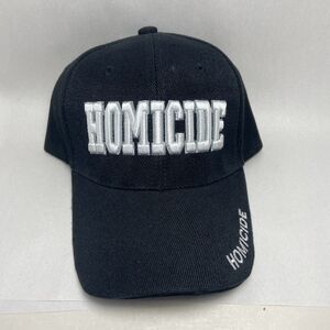 Homicide Adjustable Black White Embroidered Ball Cap NWT Acrylic Hoop & Loop